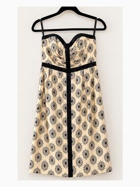 Milly New York Ivory & Black Starburst Print Cocktail Dress Size 4